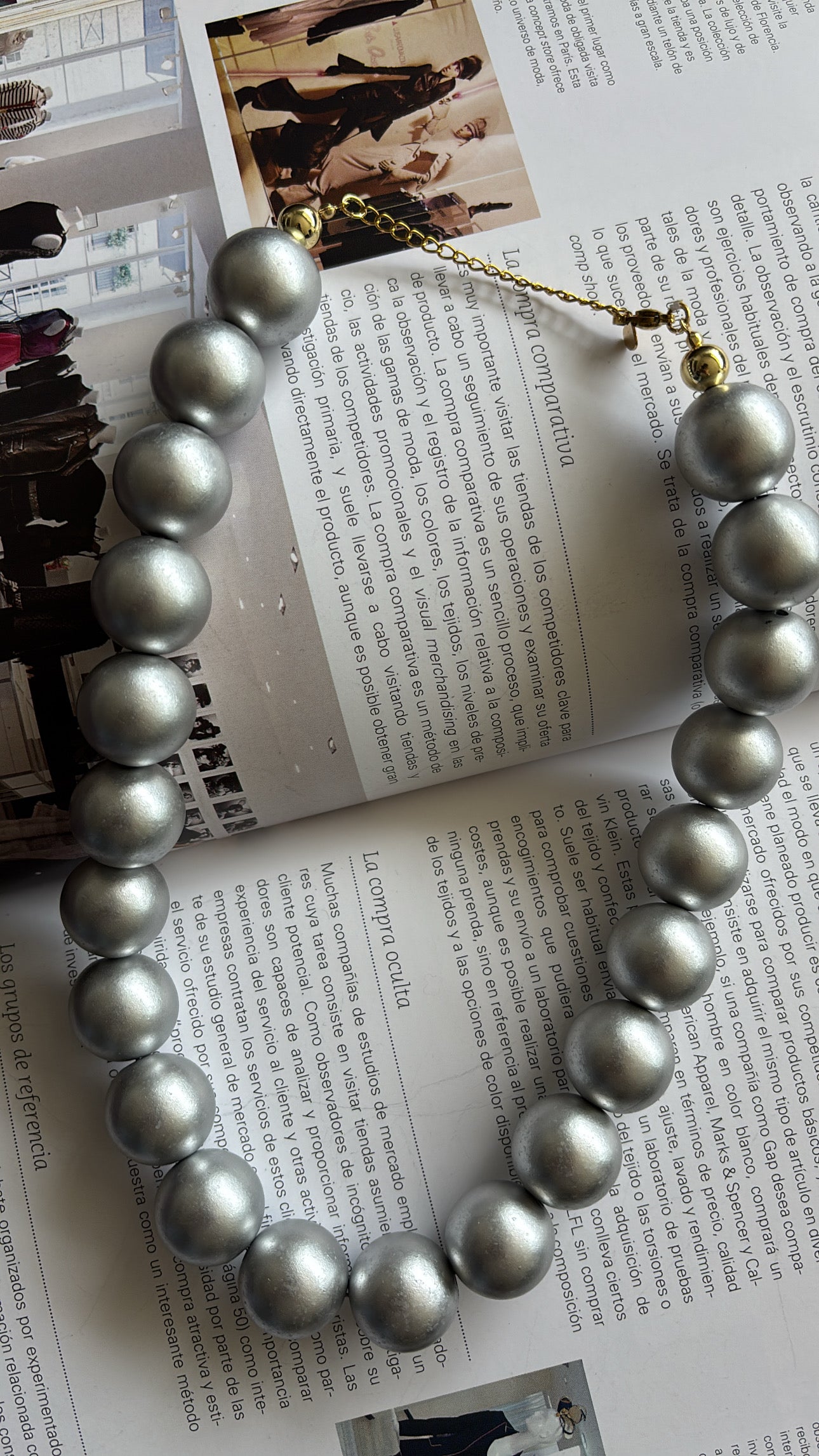 COLLAR BOLAS CHUNKY PLATEADO