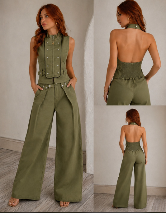 CONJUNTO MILITAR CHALECO Y PANTALÓN OLIVO