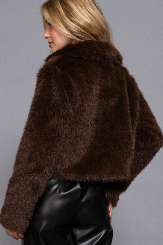ABRIGO CAFÉ FAUX FUR