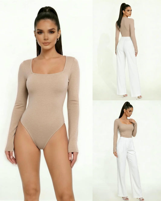 BODY MANGA LARGA BEIGE