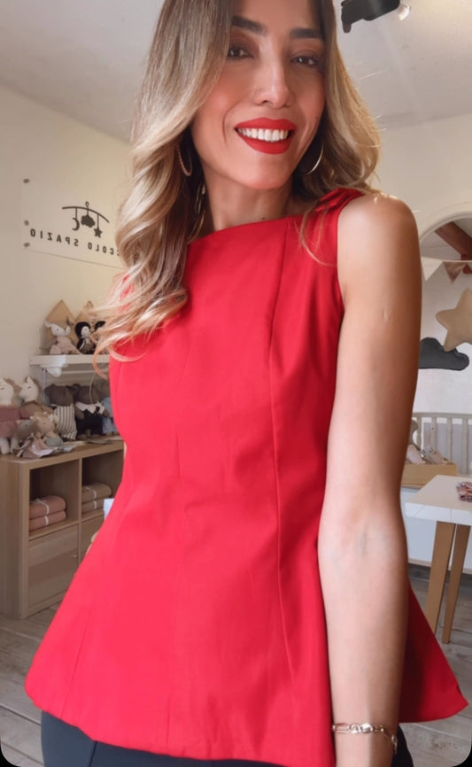 TOP PEPLUM ROJO