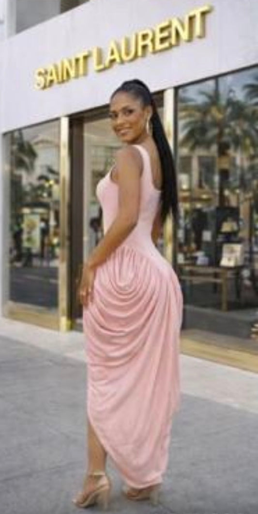 VESTIDO DRAPEADO ROSA