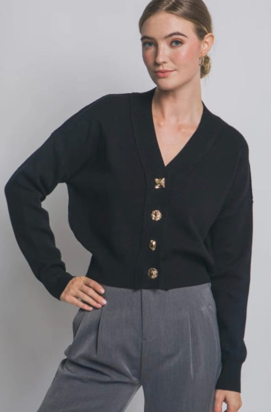 SUÉTER BOTONES NEGRO