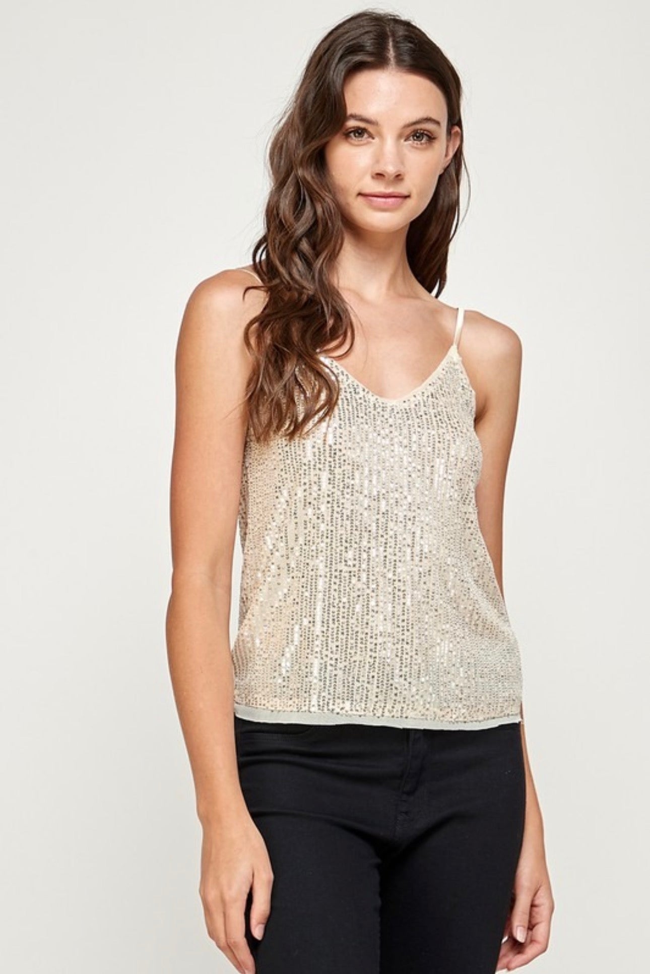 BLUSA TIRANTES LENTEJUELA ORO