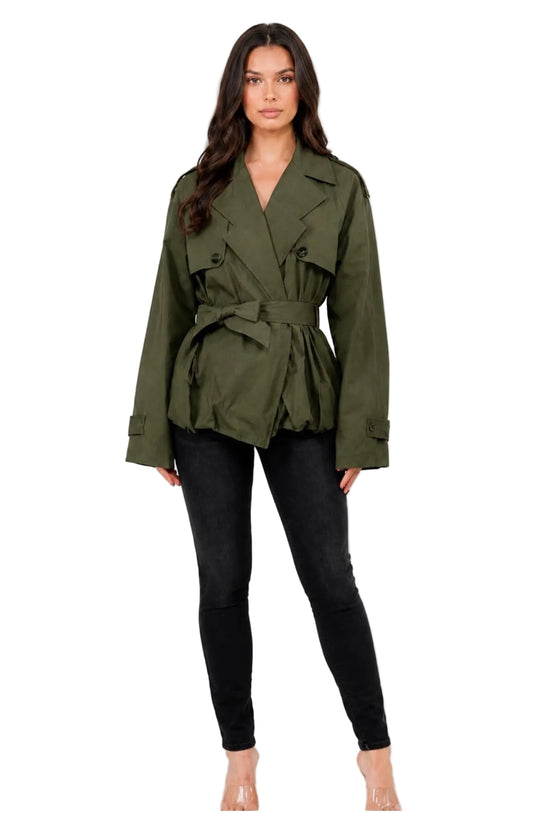GABARDINA PEPLUM VERDE