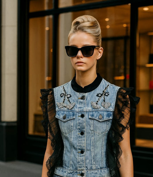 CHALECO DENIM ENCAJE
