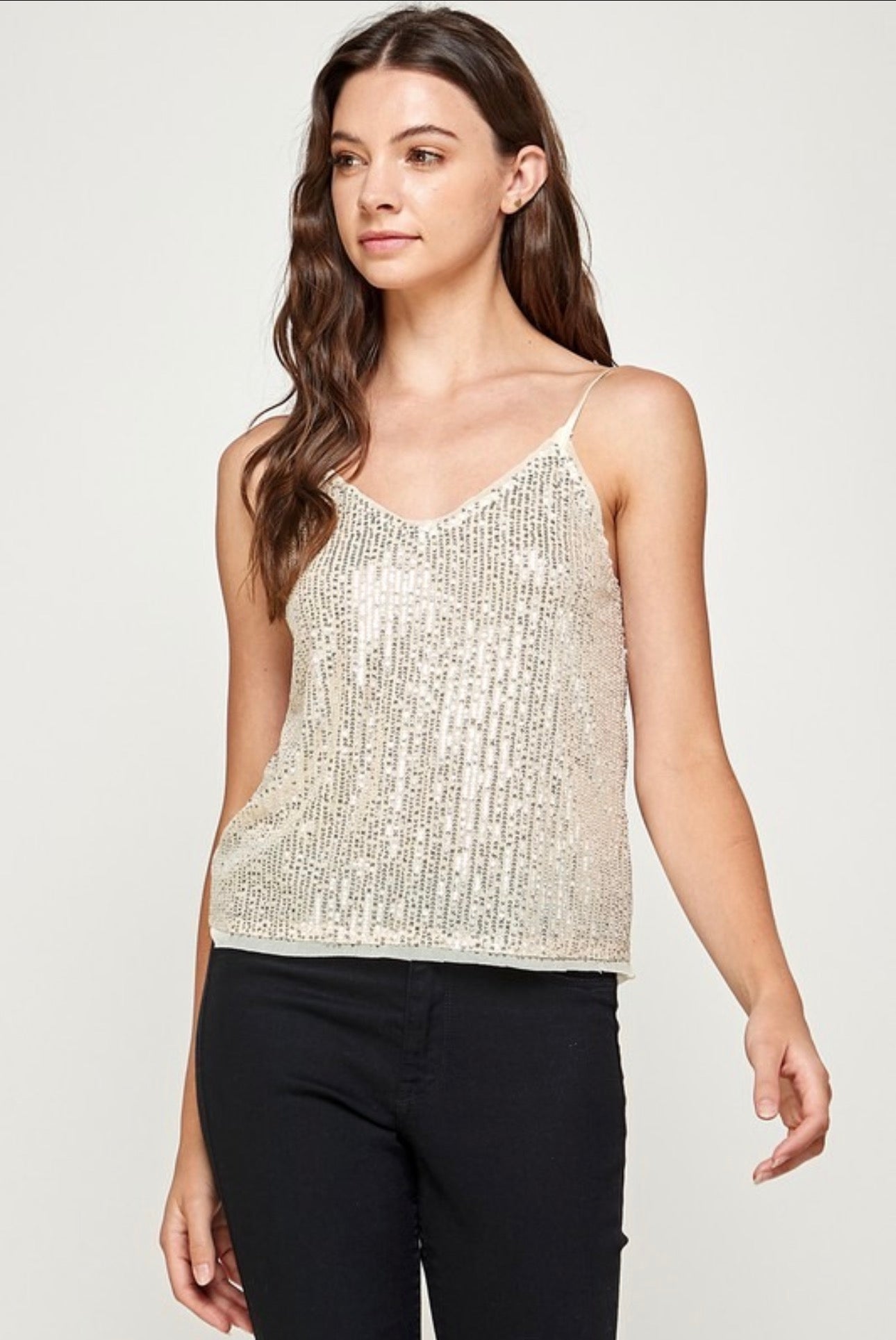BLUSA TIRANTES LENTEJUELA ORO