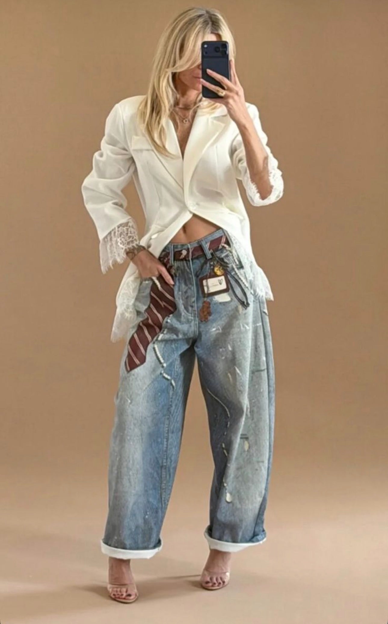 JEANS BARREL CORBATA BRILLOS