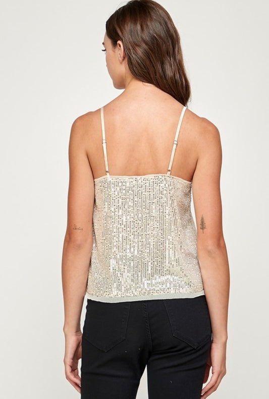 BLUSA TIRANTES LENTEJUELA ORO