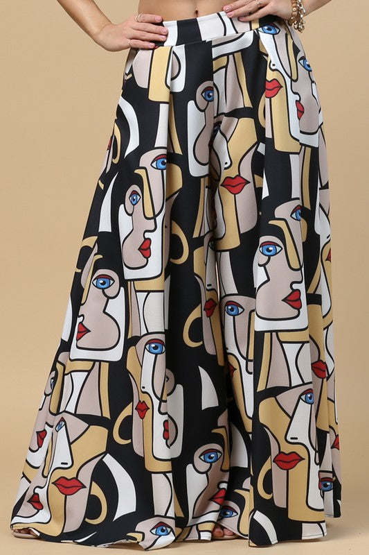 PANTALÓN WIDE LEG TIPO PALAZZO ROSTROS