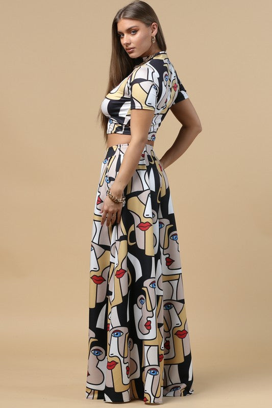 PANTALÓN WIDE LEG TIPO PALAZZO ROSTROS