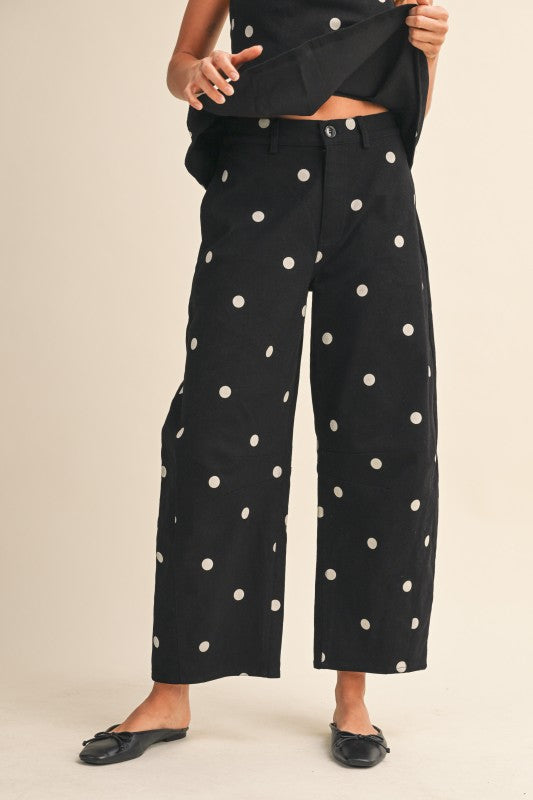 POLKADOTS SET CON TOP STRAPLESS Y PANTALÓN BARREL